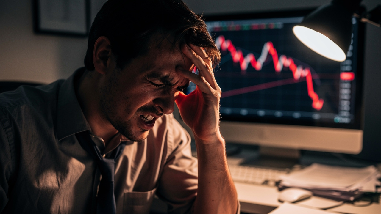 Trader stressato alle prese con emozioni negative nel trading